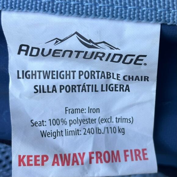Adventuridge Lightweight Small Portable Blue Camp Chair and Bag 3.2lbs - Picture 7 of 13